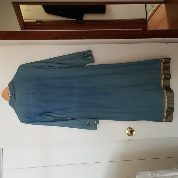 Denim Duster Jacket Dress Tunic LAYERING PIECE - Picture 9 of 10